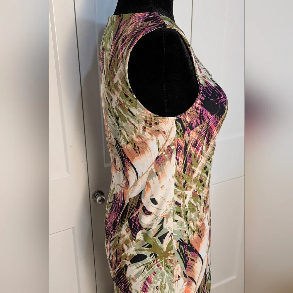 Chelsea Taylor Sleeveless Maxi Dress size S Keyhole Neck Soft Stretchy Tropical - Picture 4 of 10